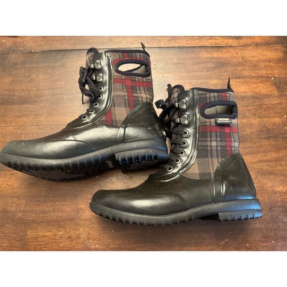 Bogssidney plaid waterproof neo tech lite women's rubber winter boots size 6 - Picture 1 of 5
